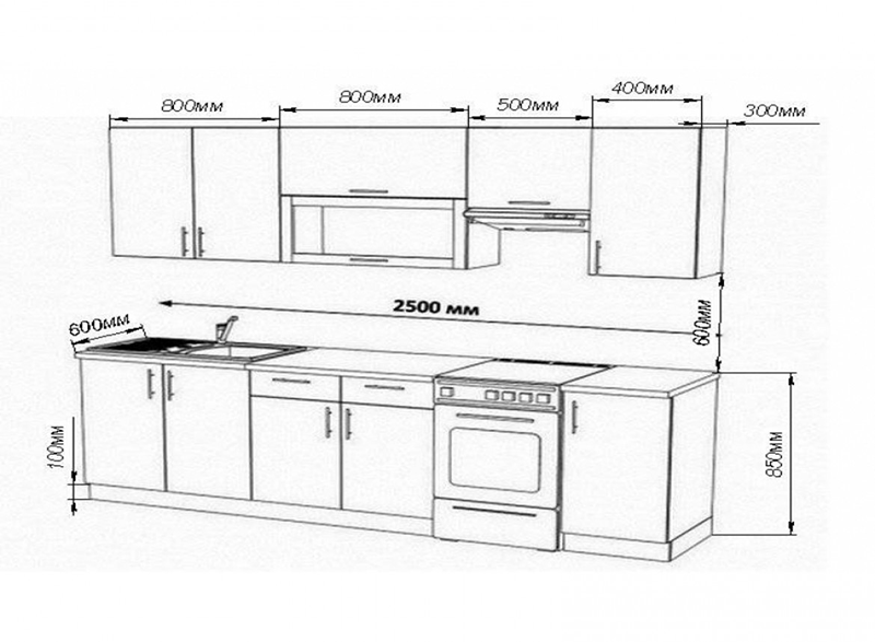 Thiết kế một mẫu tủ bếp có kích thước rộng 2500