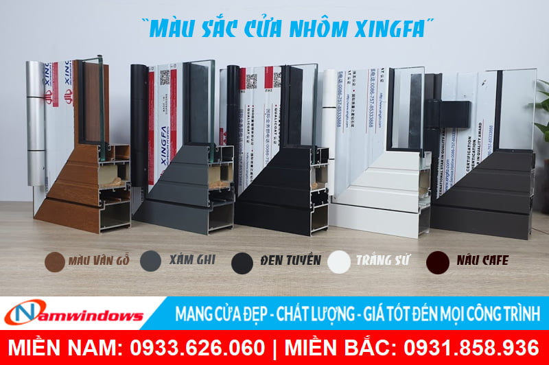 Màu sắc cửa nhôm xingfa nhập khẩu