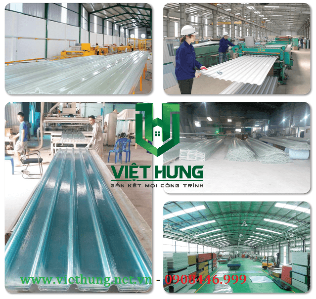 Nhà máy sản xuất tôn nhựa lấy sáng sợi thủy tinh Composite Việt Hưng