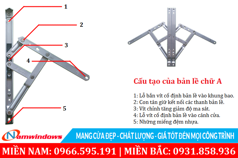 Cấu tạo của bản lề chữ A