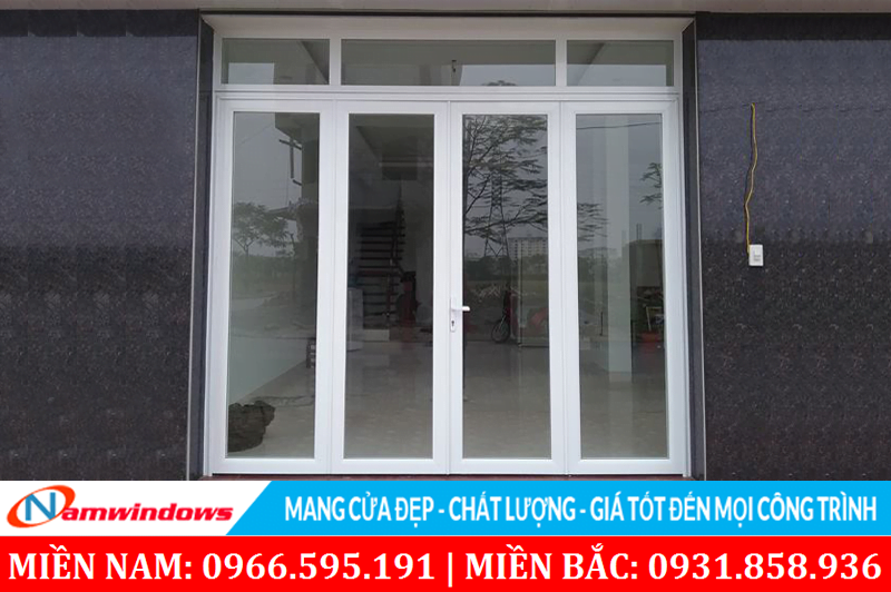 Mẫu cửa đi 4 cánh nhôm Việt Pháp hệ 450