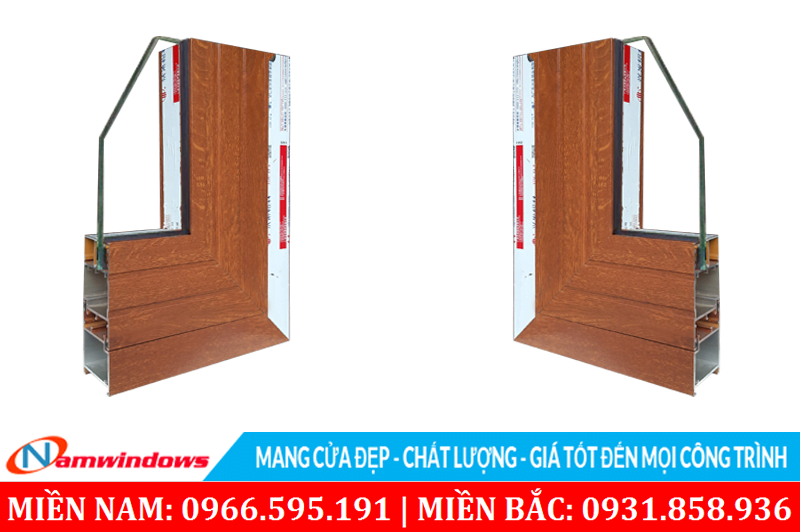 Hình ảnh màu giả gỗ của cửa nhôm Xingfa vân gỗ nhập khẩu