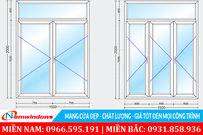 Chọn kích thước chuẩn cho cửa sổ 2 cánh và 4 cánh