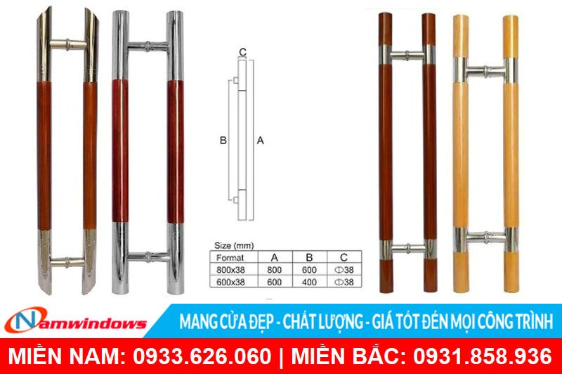 tay cầm cửa kính bằng gỗ