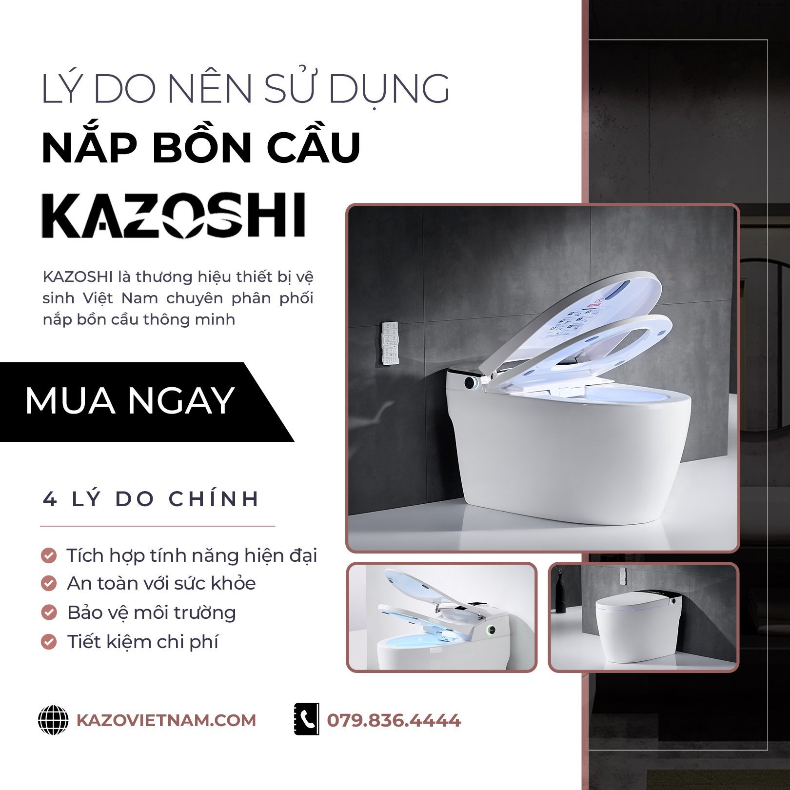 Lí do bạn nên sử dụng nắp bồn cầu thông minh Kazoshi Việt Nam