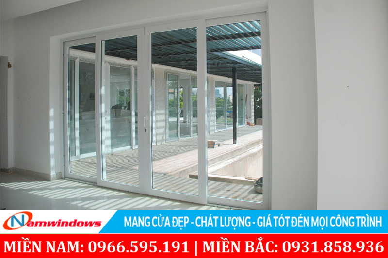 Mẫu cửa đi trượt 4 cánh nhựa uPVC