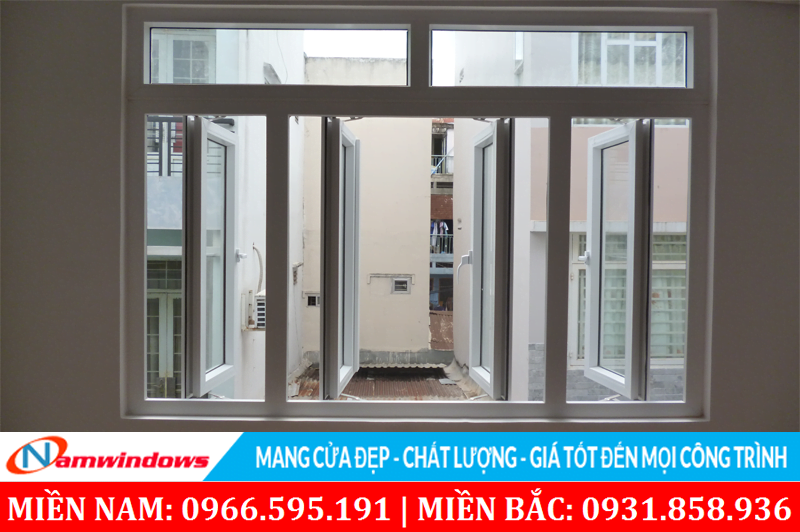 Mẫu cửa sổ 4 cánh nhựa lõi thép uPVC