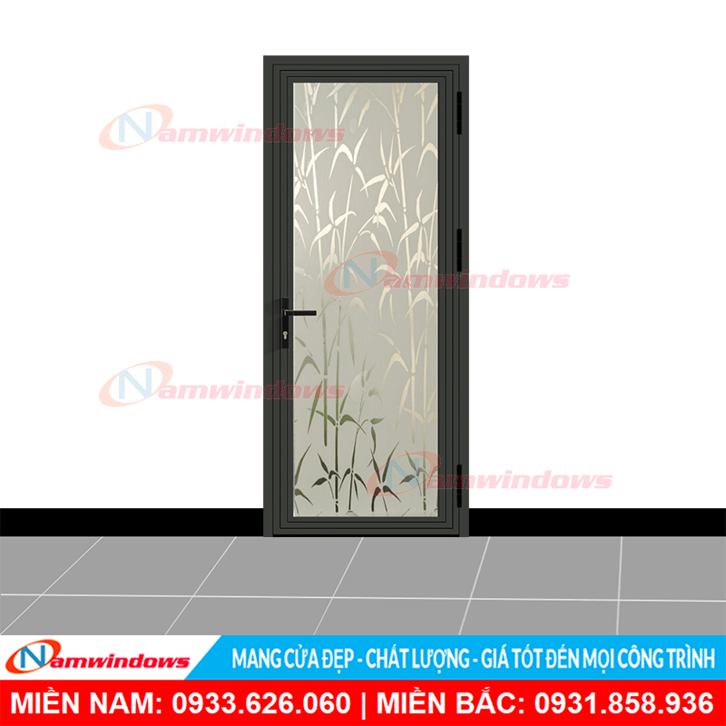 Mẫu cửa phòng xingfa dán decal kính bụi trúc